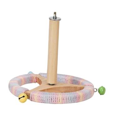 Imagem de Baoblaze Poleiro de pássaro volante de brinquedo poleiro, acessório de gaiola de pássaros, roda de exercício de madeira girando pássaros para vominados, Colorida