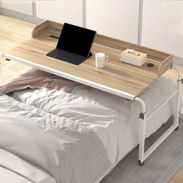 Imagem de Mesa de mobilidade sobre a cama, mesa sobreposta com rodas, mesa de trabalho para computador, altura e comprimento ajustável, mesa móvel adequada para quarto/estudo/sala de estar