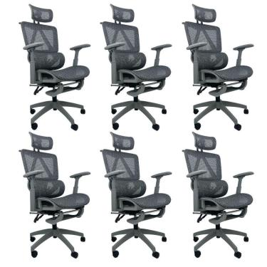 Imagem de Kit 6 Cadeiras de Escritório Presidente Executiva Oficial Titan Cinza