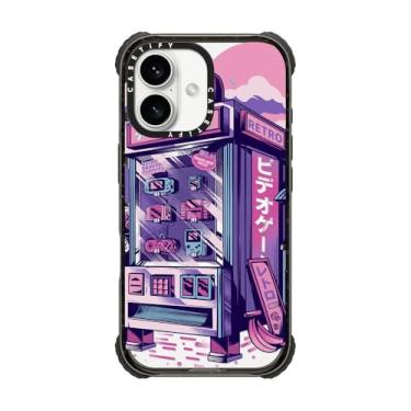 Imagem de CASETiFY Capa Ultra Impact para iPhone 16 [Forte Fina/3,5 m 5X Militray Grade Proteção contra Quedas/Compatível com Magsafe] - Máquina de Venda Automática Retrô - Preto Transparente