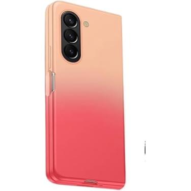 Imagem de BMLLQSS Capa de PVC para Samsung Galaxy Z Fold 5/Dobrável 4 Acabamento Fosco Antiqueda Design Gradiente Original Proteção de Lente Superfície Repelente de Óleo Escolha Elegante, Cor: Rosa-Vermelho