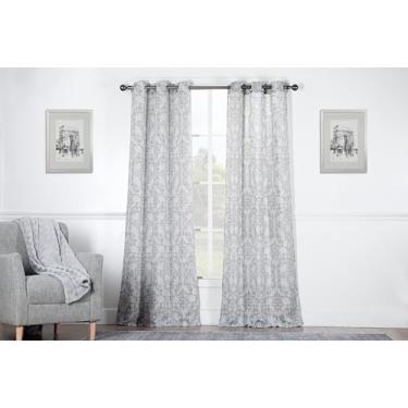 Imagem de Cortinas escurecidas para quarto e sala de estar, conjunto de 2 painéis, 96,5 cm x 213,4 cm (total de 193 cm de largura), controle de luz e privacidade, semiescurecido, lavável na máquina, ilhós de