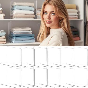 Imagem de Lebouri Divisórias de prateleira para organização de armário - Divisórias de armário de acrílico de 25,4 cm de altura para prateleiras - Separadores de prateleira transparentes independentes para