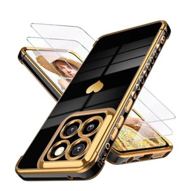 Imagem de Dretal Capa para Motoro Moto-G-Stylus-5G-2025 com 2 películas protetoras, para meninas, mulheres, fofa, feminina, amor, coração, luxuosa, dourada, macia, proteção para câmera, bumper de silicone, à