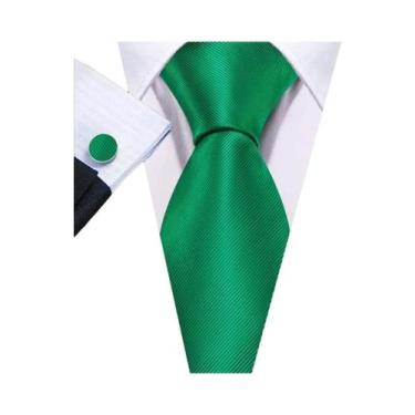 Imagem de Conjunto de Gravata e Abutões Masculinos - Verde Menta, Cerceta, Oliva