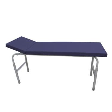 Imagem de Mesa Exame Clínico 80x65x180 Cabeceira Regulável Esmaltada Azul Marinh