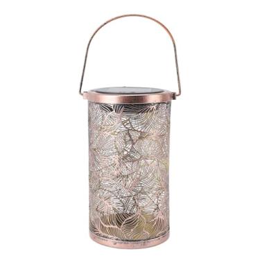 Imagem de Lanterna de Penduramento Solar Ao Ar Livre, Padrão de Folha à Prova de água IP65 Lâmpada de Metal Oca, Luzes Solares Decorativas para Jardim Com 10 Horas de Iluminação, para