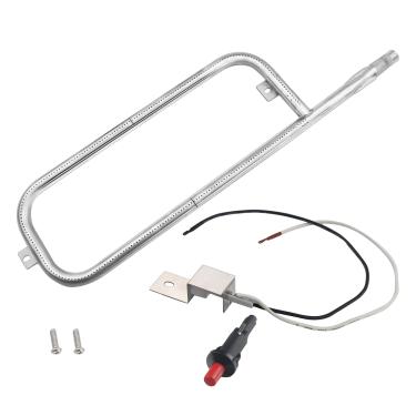 Imagem de Zemibi Substituição do tubo do queimador e Ignitor de grelha para modelos de churrasqueira a gás portátil Weber Traveler, peça de substituição do queimador em forma de P para Weber 9010001 9020001