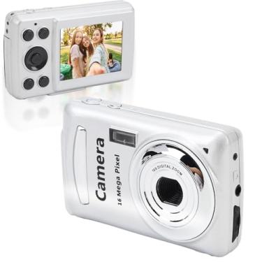 Imagem de Câmera digital FHD 1080P, foco automático, zoom digital de 2,4 16 MP e 16 x, câmeras de selfie antivibração, vlogging para meninos, meninas, crianças e adolescentes (cinza prateado)