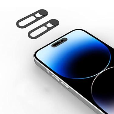 Imagem de Capa de câmera frontal, capa de câmera compatível com iPhone 14Pro/14Pro Max, protetor de webcam protege a privacidade e a segurança (2 peças, preto)
