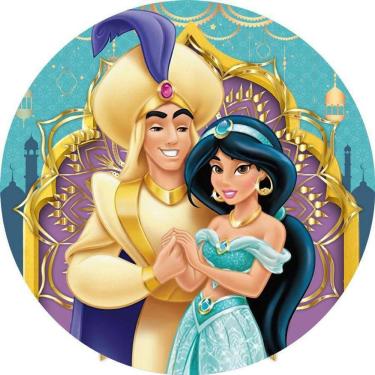 Imagem de Painel Redondo 3D Sublimado Aladdin E Jasmine Frd-4768
