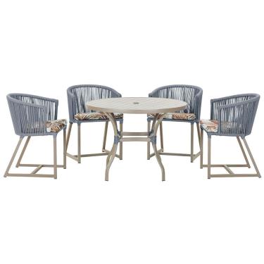 Imagem de  Mesa com 4 Cadeiras de Jantar Roma 100cm e Noronha em Aluminío