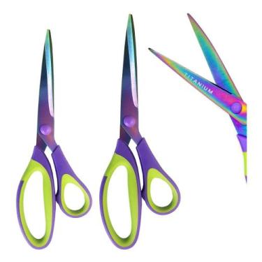 Imagem de 02 Tesouras Multiuso Costura Hobby Lamina Titanio 19cm 21cm - Premier