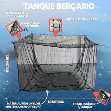 Imagem de Tanque Rede Berçário, P/alevino 5mm 1,00x1,00x1,30 + Tampa - Pelicano 