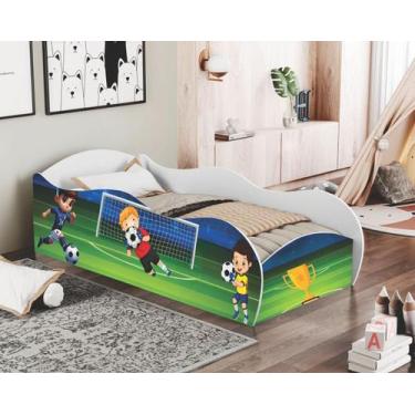 Imagem de Cama Carro Futebol Meninos em MDF com Colchão - DULLAR Móveis
