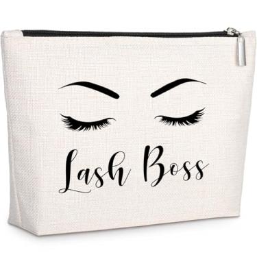 Imagem de GevGuxLuo Bolsa de maquiagem Boss Lady, presentes de agradecimento para mulheres, chefe líder mentor, presentes para chefe senhora, Branco, Boss Lady