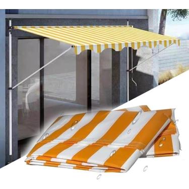 Imagem de Pátio toldo de toldo substituto top top ajustável tampa retrátil tampa solar tom de poliéster canopy tela de proteção UV pano de abrigo de solar para a janela do convés do mercado, branco am