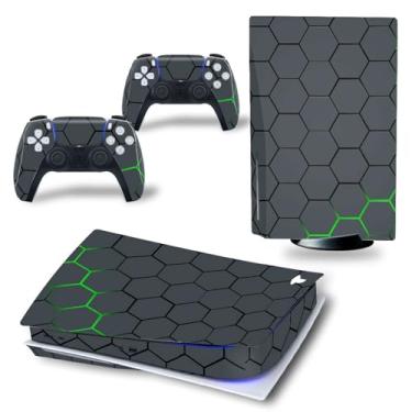 Imagem de Adesivo para console e controles PS5 Disc Edition, capa protetora de vinil compatível com PlayStation 5 (cinza)