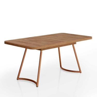 Imagem de Mesa de Jantar Retangular p/ 6 Lugares 170cm com Pés em Aço - Carraro 