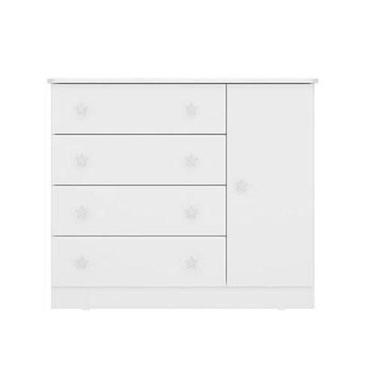 Imagem de Comoda Infantil Sapateira Lua Encantada 1 Porta 4 Gavetas Branco - FbA
