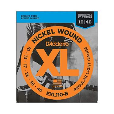 Imagem de D'Addario, Encordoamento para Guitarra Exl110-B, 6 Cordas Regular Light .010-.046, com Corda Mi Extra