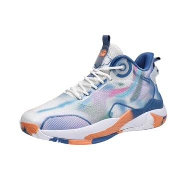 Imagem de Tênis de basquete masculino de cano médio com cadarço e cadarço, botas de basquete para treino(Blue,43 BR)