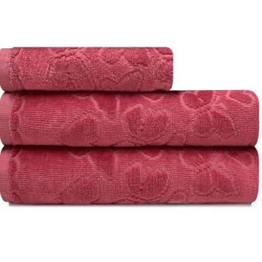 Imagem de Jogo de Toalhas 3 Peças Banho e Rosto Dohler 100% Algodão Aveludada Romance
