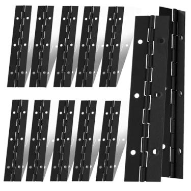Imagem de Dobradiças pretas contínuas e de piano, 12 peças, 15 cm, aço inoxidável 304, dobradiças dobráveis de 3,8 cm de largura para caixas de armazenamento, armários, porta e piano