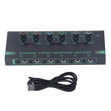 Imagem de Amplificador de fone de ouvido estéreo 6 canal mini divisor de sinal com 12 tomadas de saída para criação musical Apresentações ao vivo Alumínio liga