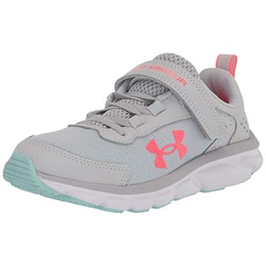 Imagem de Under Armour Tênis de corrida feminino Pre-School Assert 9 com fecho alternativo Ptspl, Cinza halo (100)/Branco, 12