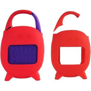 Imagem de Para o alto-falante Bluetooth JBL CLIP5 Capa protetora de silicone macio de quinta geração Capa protetora portátil para uso externo com bolsa (Vermelho)