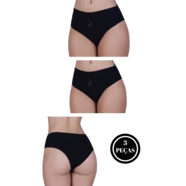 Imagem de Kit 3 Calcinha de Algodão Modeladora Pós Parto Tanga Cós Alto Duplo - 