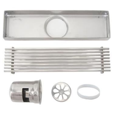 Imagem de Dreno linear Dreno de aço inoxidável retângulo de chuveiro dreno do piso com grade de 20 cm de comprimento de 5,5 cm de largura para banheiro o banho prevê um mau cheiro (Dreno do meio)