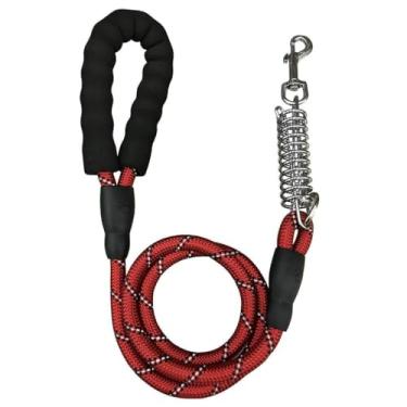 Imagem de Guia De Passeio Com Mola Amortecedor Resistente Cachorro Grande Médio Porte(Vermelho,4)