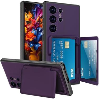 Imagem de Ephoou Capa carteira para Samsung Galaxy S25 Ultra com suporte para cartão (3-4 cartões) e espelho oculto, proteção contra quedas de grau militar, capa flip protetora robusta para Samsung S25 Ultra