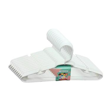 Imagem de Kit Cabides Infantis Reforçado Roupa Infantil Bebê 50 Unidades Branco