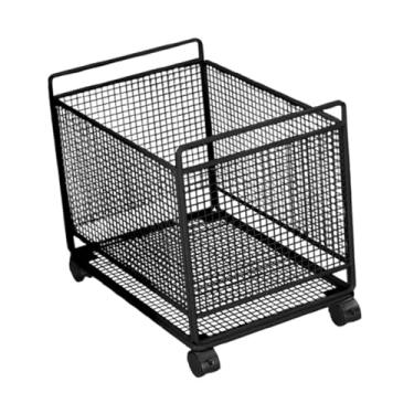 Imagem de Ｂｅｓｇａ Carrinho com rodas, organizador de arquivos, cesto de ferro, carrinho de utilidades, caixa de armazenamento para lavanderia, sala de estudo, casa, Preto