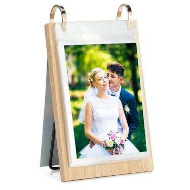 Imagem de Álbum de fotos dobrável de mesa de 10 x 15 cm, pequeno escritório, mesa de madeira, 10 x 15 cm, vertical, coleção de fotos de 10 x 15 cm