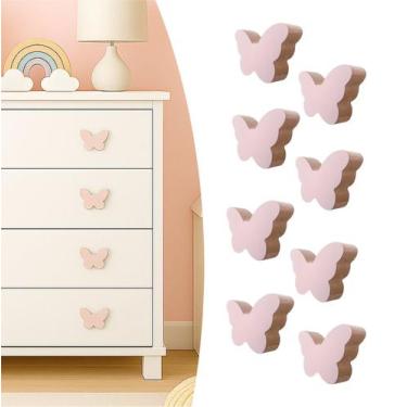 Imagem de 8 Puxadores Borboleta Infantil Gaveta Armário Móveis Quarto - Souvenir