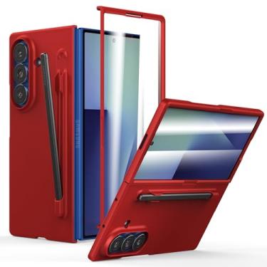 Imagem de Foluu Capa Slim Fit para Samsung Galaxy Z Fold 7 com suporte para caneta e protetor de tela frontal integrado, capa protetora de PC ultrafina fosca para Samsung Galaxy Z Fold7 5G 2025 (vermelho)