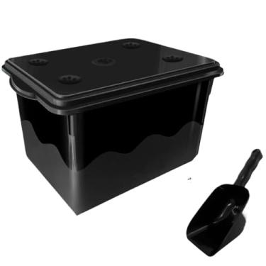 Imagem de Pote Para RaçãO Pet Container Porta Ração Caixa Organizadora Capacidade de 10kg 20L Com Tampa Vedada(Preto)