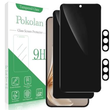 Imagem de Pokolan Pacote com 2 protetores de tela de privacidade para Samsung Galaxy S24 FE com 2 unidades de protetor de lente de câmera de vidro temperado, antiarranhões, protetor de pantalla para Samsung S24