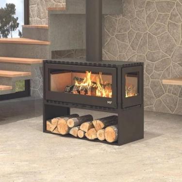 Imagem de Calefator Lareira Adatto 110 Pro - Lado Esquerdo + Pedestal Preto - MF