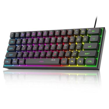 Imagem de MageGee Mini teclado 60% para jogos, teclado RGB retroiluminado 61 teclas, teclado de computador de escritório ergonômico à prova d'água TS91 para PC, Mac, PS4, Xbox ONE gamer (preto)