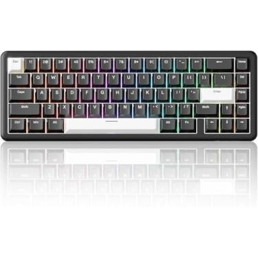 Imagem de ATTACK SHARK X65 HE com fio, interruptor magnético de gatilho rápido,65%, teclado mecânico para jogos,efeito Hall RGB Hot Swap, atuação ajustável, taxa de pesquisa de 8 KHZ,Win/Mac(Preto)