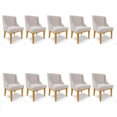 Imagem de Kit 10 Cadeiras De Jantar Veludo Madeira Castanho Cinza - OUTRAS MARCA