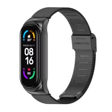 Imagem de Pulseira Aço Inoxidável Preta Compatível Mi Band 10/9/8 – Fecho Magnético, Tela 1.72/1.62"
