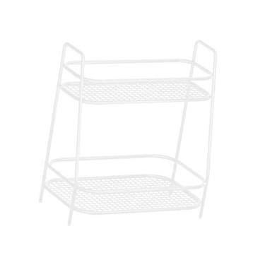 Imagem de DimyFew Prateleira de armazenamento de temperos de 2 camadas, organizador de banheiro, prateleira de balcão de cozinha, de armazenamento de temperos para casa, Branco