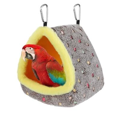 Imagem de MEWTOGO Casa de ninho de pássaros grande e quente - Cama de pássaro aconchegante para gaiola com tapete, rede suspensa cabana de refúgio para arara, papagaios amazônicos cinza africano