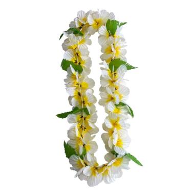 Imagem de Pequena característica luau havaiano branco plumeria flor leis colares para festa evento, decoração de Natal